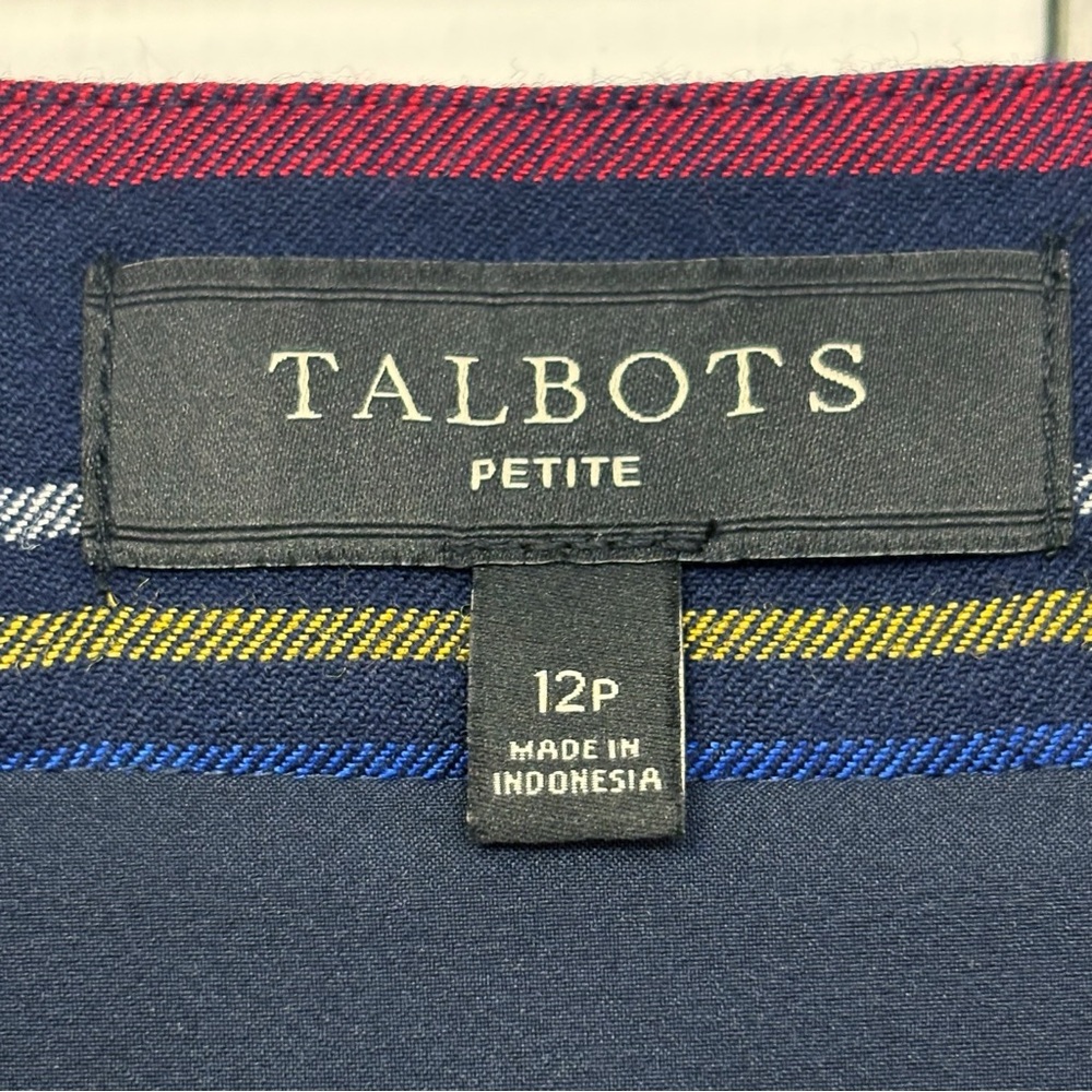 Talbots Preppy Navy Blue & Red Multi Plaid Tartan Wool Mini Skirt 12P - Picture 4 of 15